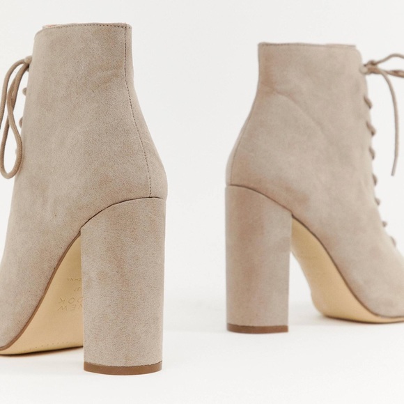 ASOS Lace Up Block Heeled cream open toe  Boot - Picture 3 of 5